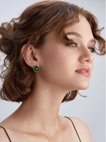 Luminous Green Amber Earrings, image , picture 3