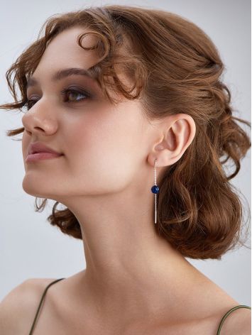 Chic Chain Earrings With Blue Amber, image , picture 3