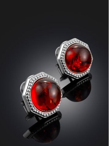 Dark Amber Stud Earrings, image , picture 2