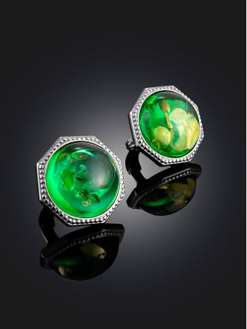 Elegant Green Amber Earrings, image , picture 2