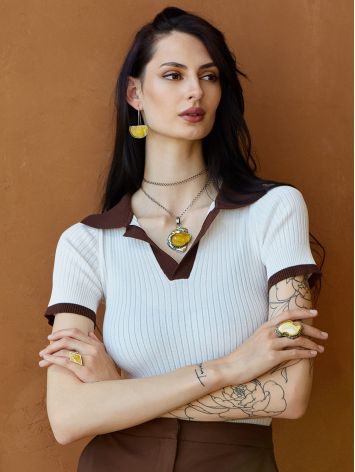 Chain Necklace With Gorgeous Amber Pendant, image , picture 6
