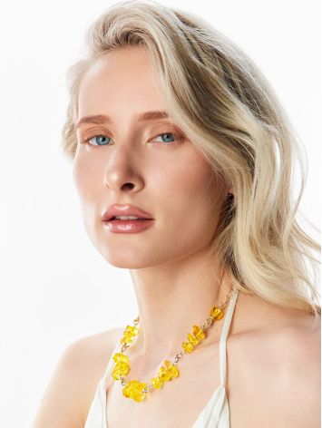 Gorgeous Chain Necklace With Bold Amber Pieces, image , picture 3