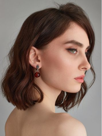 Designer Snake Motif Earrings With Amber, image , picture 3