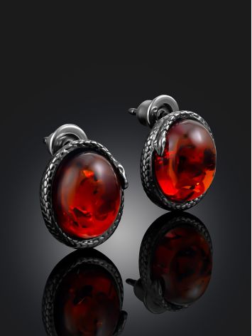 Snake Motif Earrings With Amber Centerstones, image , picture 2