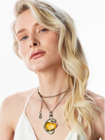 Chain Necklace With Gorgeous Amber Pendant, image , picture 3