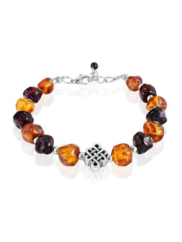 Mix Tone Amber Beaded Bracelet With Eternity Knot, image 