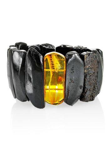 Dark Amber Cuff Bracelet With Insect, image 