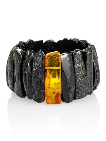 Black Amber Bracelet With Insect Inclusion, image 
