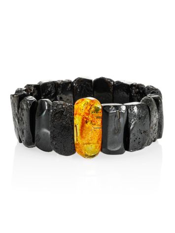 Stunning Dark Amber Cuff Bracelet With Insect Insertion, image 