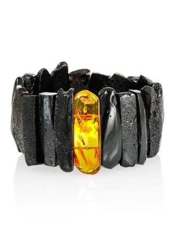 Black Amber Bracelet With Insect Insertion, image 