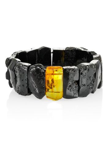 Bold Black Amber Bracelet With Insect, image 