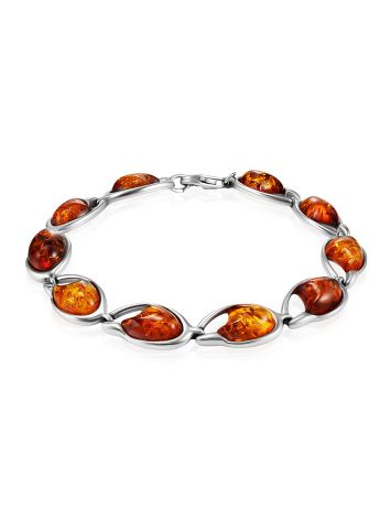 Cognac Colored Amber Link Bracelet, image 