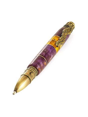 Designer Amber Wooden Ball Pen, image 