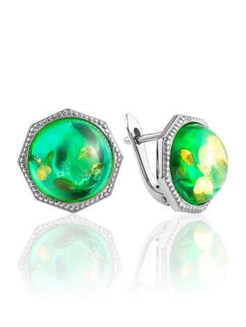 Elegant Green Amber Earrings, image 
