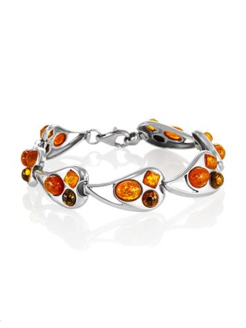Stylish Link Bracelet With Natural Amber, image 