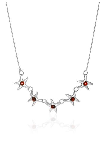 Chic Sea Star Necklace With Amber, image 