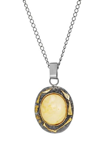 Handcrafted Chain Necklace With Bold Amber Pendant, image 