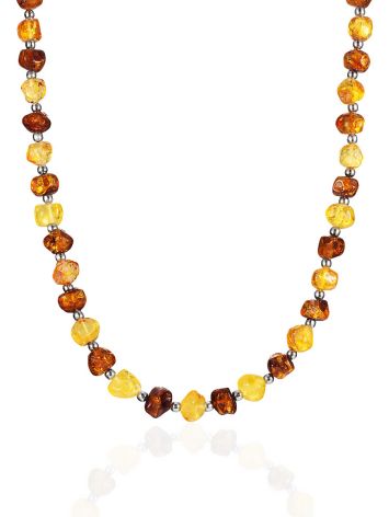 Textured Amber Beaded Necklace, image 