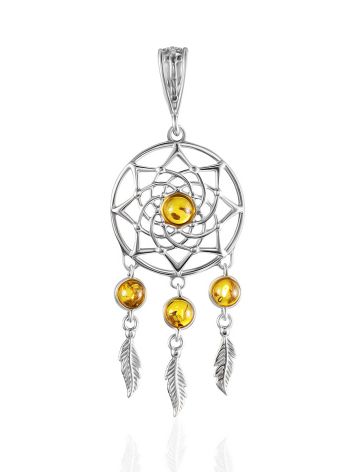 Designer Dream Catcher Pendant With Amber, image 