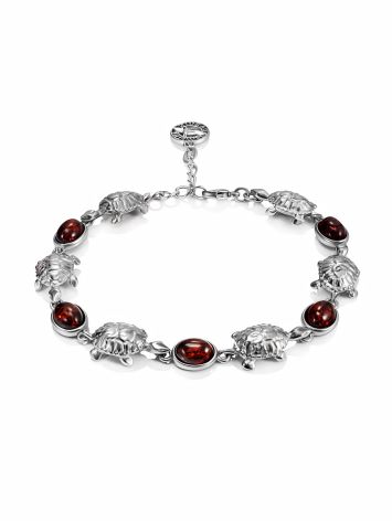 Link Bracelet With Amber And Tiny Turtles, image 