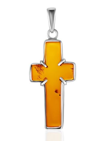 Bold Elongated Amber Cross Pendant, image 