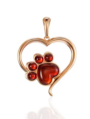 Heart Motif Pendant With Amber Paw, image 