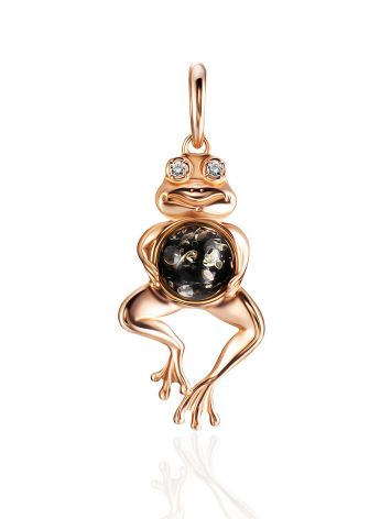 Gilded Frog Pendant With Amber And Crystals, image 