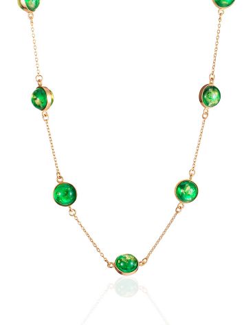 Feminine Chain Necklace With Amber Balls, image 