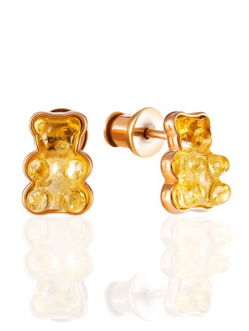 Cute Amber Gummy Bear Earrings, image 