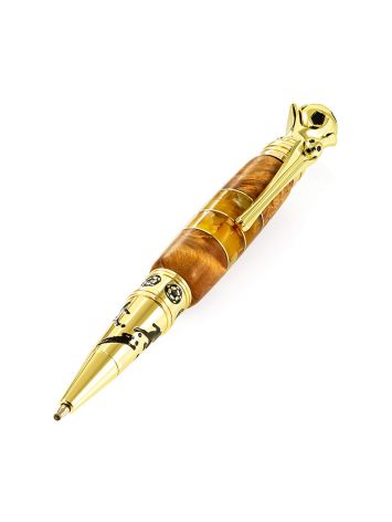 Bold Wooden Pen With Natural Amber, image 