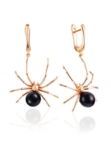 Bold Amber Spider Design Earrings, image 