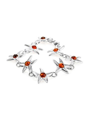 Chic Sea Star Link Bracelet With Amber, image 