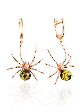 Chic Spider Design Earrings With Amber, image 