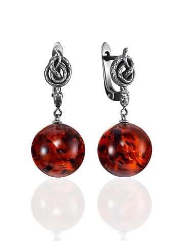Designer Snake Motif Earrings With Amber, image 