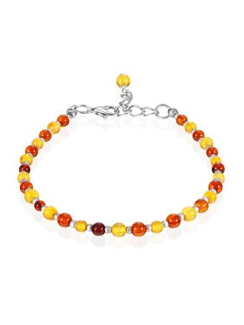 Colorful Amber Bracelet With Glass Beads, image 