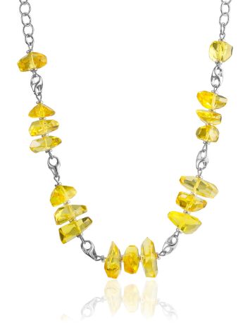 Gorgeous Chain Necklace With Bold Amber Pieces, image 