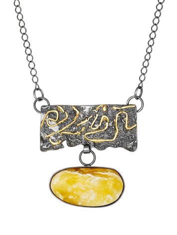 Fabulous Handcrafted Necklace With Natural Amber And Gilding, image 