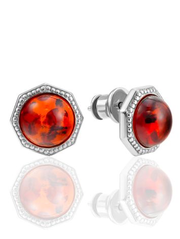 Dark Amber Stud Earrings, image 