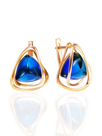 Bright Blue Amber Earrings, image 