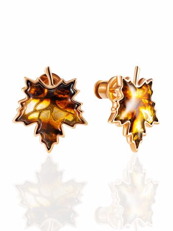 Maple Leaf Earrings With Amber, image 