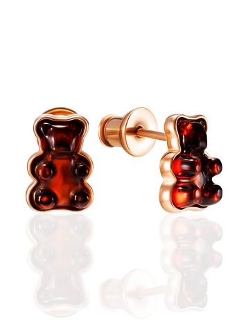 Amber Gummy Bear Stud Earrings, image 