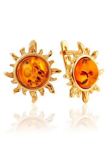 Sun Earrings With Amber Centerstones, image 