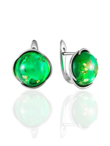 Luminous Green Amber Earrings, image 