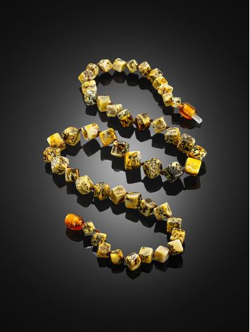 Stylish “Refined sugar” necklace made of textured Baltic amber, image , picture 2
