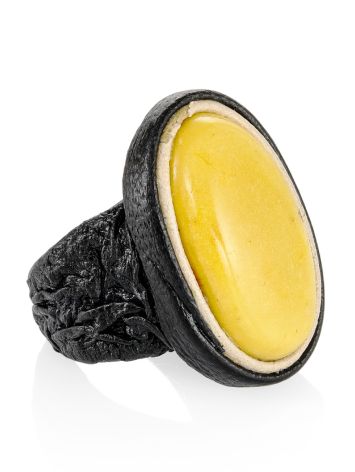 Exclusive Amber In Leather Ring, Ring Size: 5.5 / 16, image 