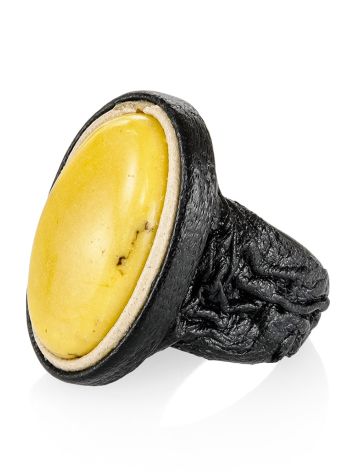 Exclusive Amber In Leather Ring, Ring Size: 5.5 / 16, image , picture 3