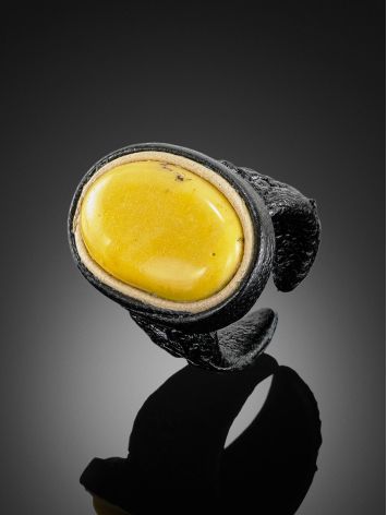 Exclusive Amber In Leather Ring, Ring Size: 5.5 / 16, image , picture 2