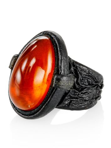 Ethnic Style Leather Amber Ring The Nefertiti, Ring Size: 6.5 / 17, image , picture 3