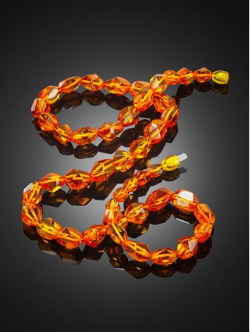 Beautiful necklace made of natural solid amber “Golden Crystal”, image , picture 2