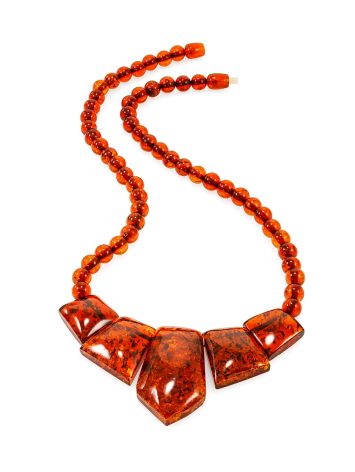 Beautiful necklace made of natural cherry-colored amber “Corner”, image , picture 3